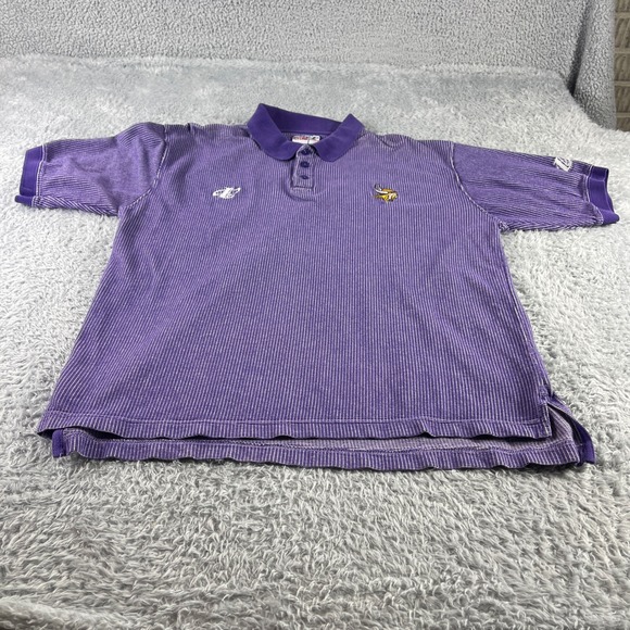 Pro Line Logo Athletic Other - Pro Line NFL Minnesota Vikings Purple Striped Polo Shirt Logo Athletic Mens L